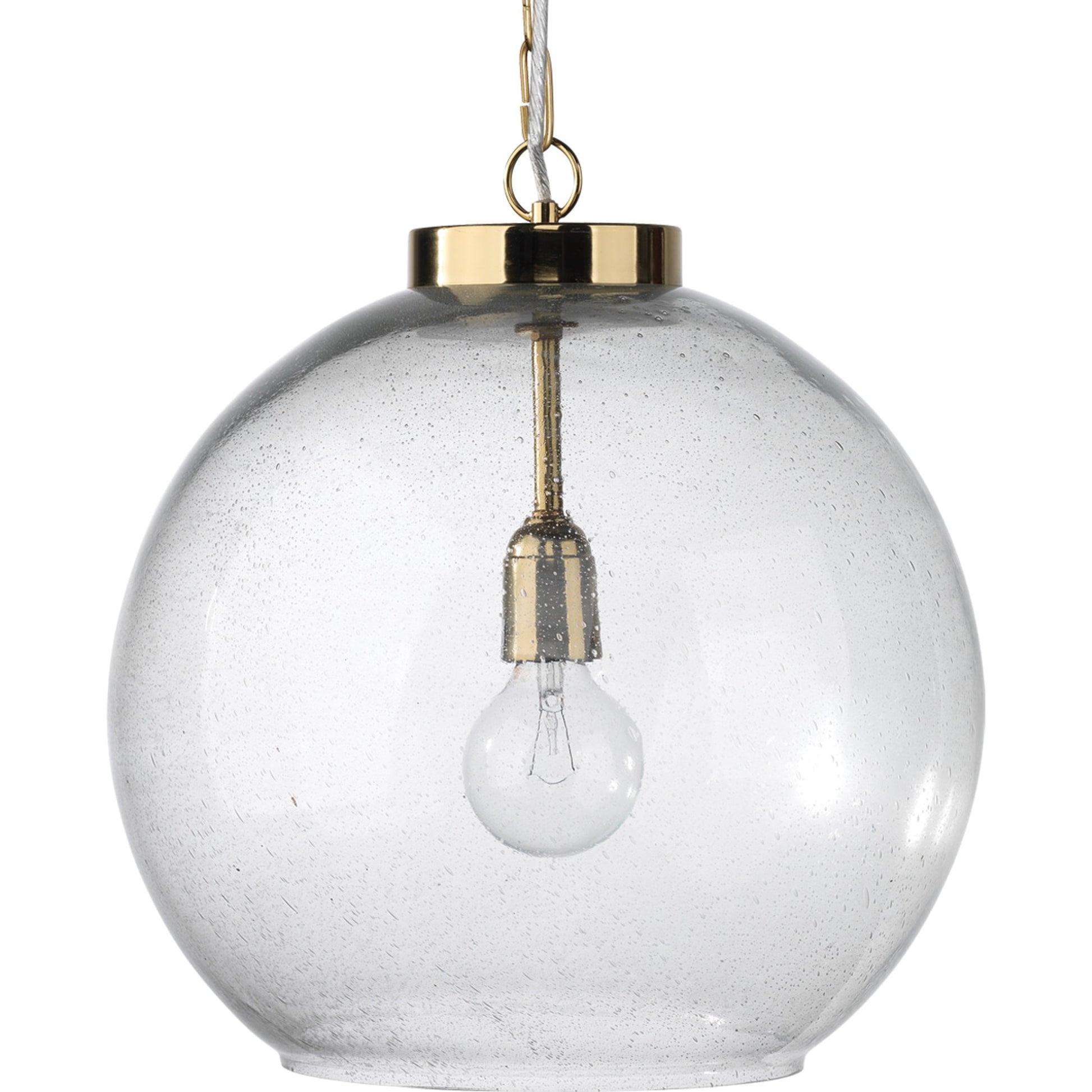 Luca Pendant by Lifestyle by JY in antique brass, seeded glass. Made from glass, metal in a modern style.