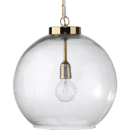 Luca Pendant by Lifestyle by JY in antique brass, seeded glass. Made from glass, metal in a modern style.