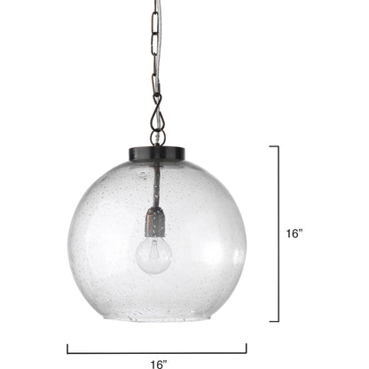Luca Pendant by Lifestyle by JY in antique brass, seeded glass. Made from glass, metal in a modern style.