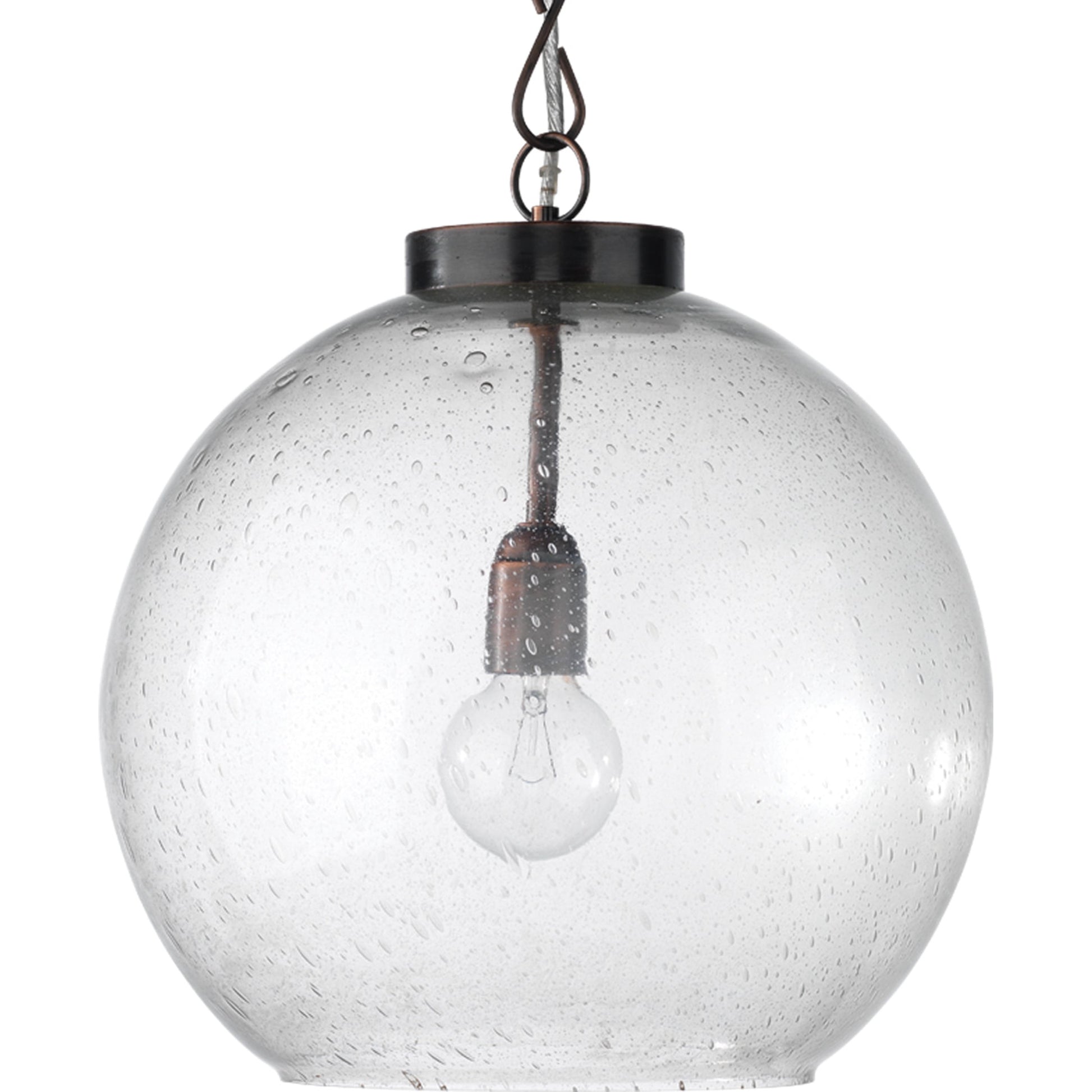 Luca Pendant by Lifestyle by JY in antique brass, seeded glass. Made from glass, metal in a modern style.