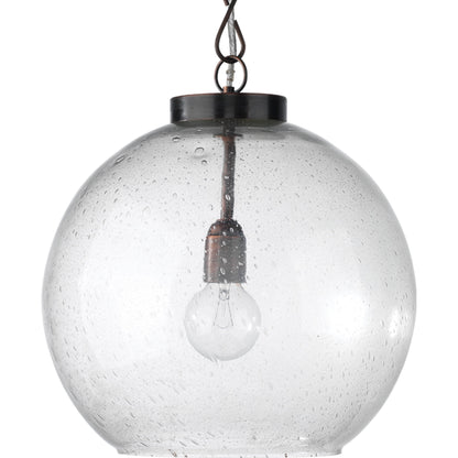 Luca Pendant by Lifestyle by JY in antique brass, seeded glass. Made from glass, metal in a modern style.