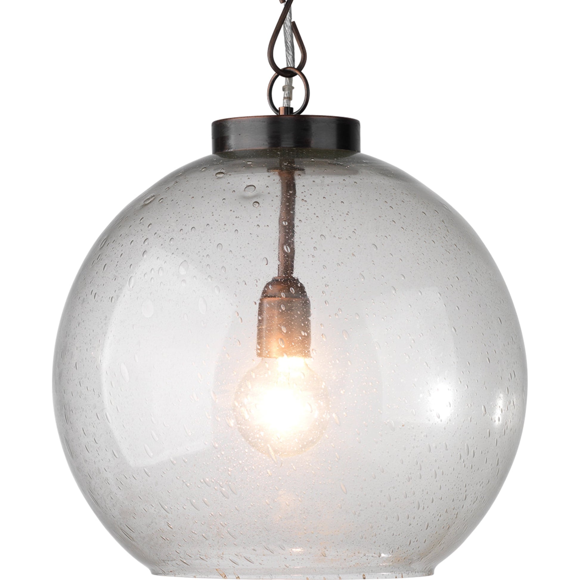 Luca Pendant by Lifestyle by JY in antique brass, seeded glass. Made from glass, metal in a modern style.