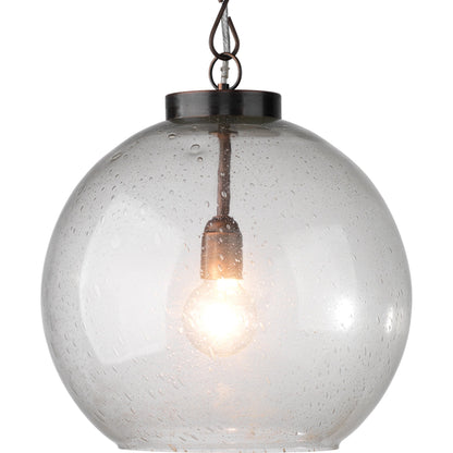 Luca Pendant by Lifestyle by JY in antique brass, seeded glass. Made from glass, metal in a modern style.