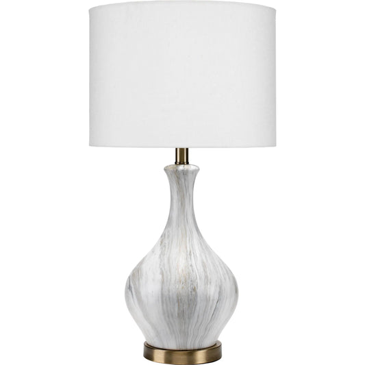 Mila Table Lamp by The Livingston Collection in white, gray marbled ceramic. Made from gray marbled ceramic in a transitional style.