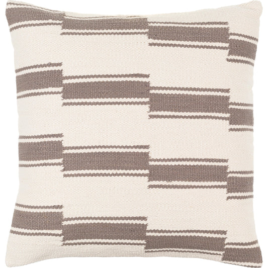 Larsen Pillow - 481531 by Surya in off-white, pale pink, grey, ivory, sage. Made from front: 100% cotton, back: 100% cotton in a modern style.
