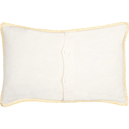 Linen Stripe Embellished Pillow - 22545 by Surya in cream, mustard, orange, medium gray, rust. Made from 100% linen in a cottage & farmhouse style.