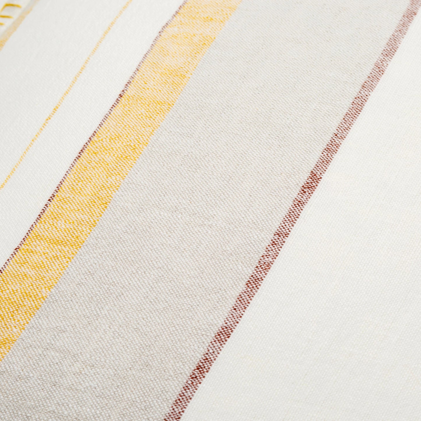 007 SI-1885265,SI-1885266,SI-1885267,SI-1885268,SI-1885269,SI-1885270 | Closeup | Linen Stripe Embellished Pillow - 22545 by Surya in cream, mustard, orange, medium gray, rust. Made from 100% linen in a cottage & farmhouse style.