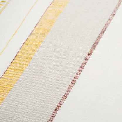 Linen Stripe Embellished Pillow - 22545 by Surya in cream, mustard, orange, medium gray, rust. Made from 100% linen in a cottage & farmhouse style.