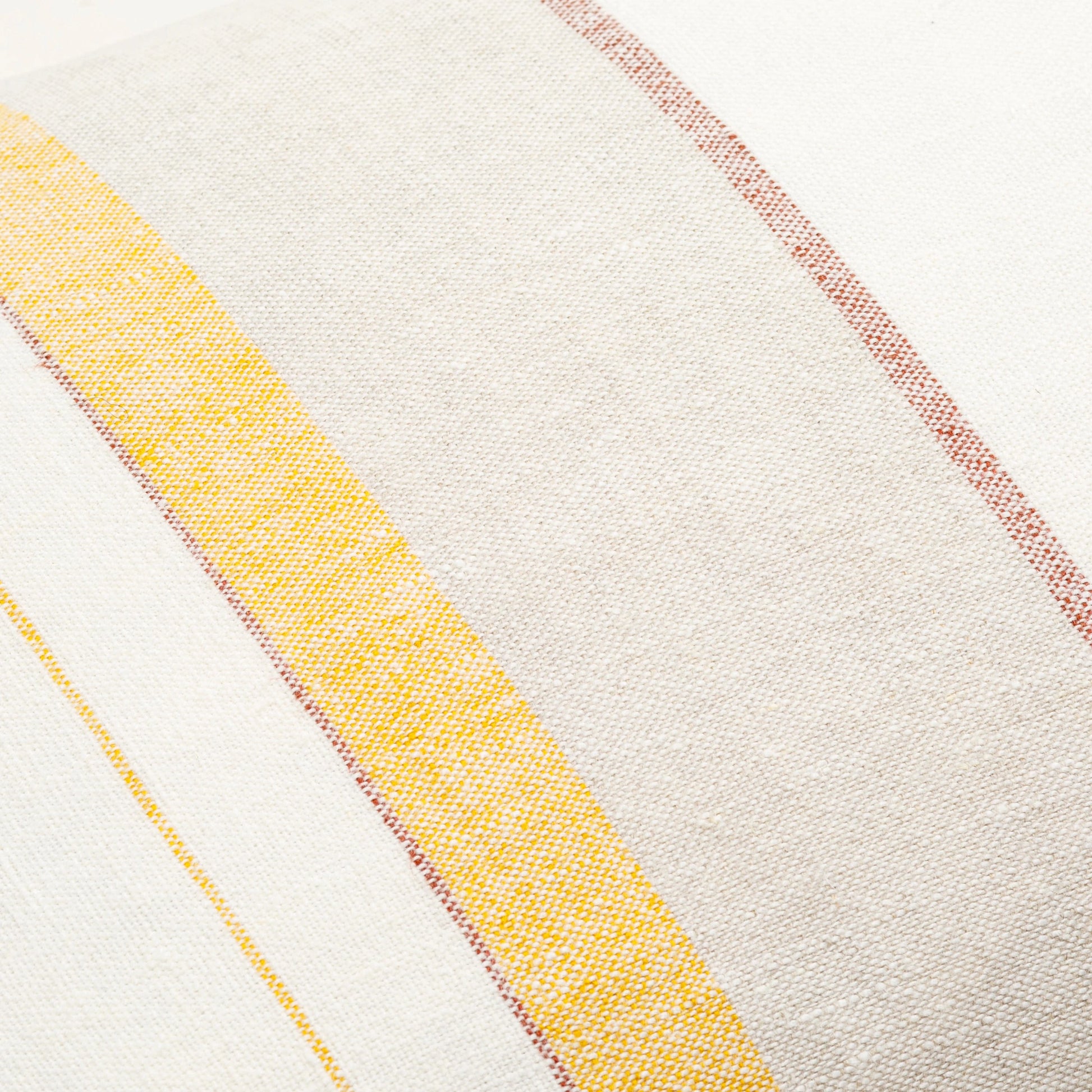 Linen Stripe Embellished Pillow - 22545 by Surya in cream, mustard, orange, medium gray, rust. Made from 100% linen in a cottage & farmhouse style.