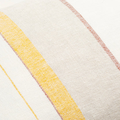 Linen Stripe Embellished Pillow - 22545 by Surya in cream, mustard, orange, medium gray, rust. Made from 100% linen in a cottage & farmhouse style.