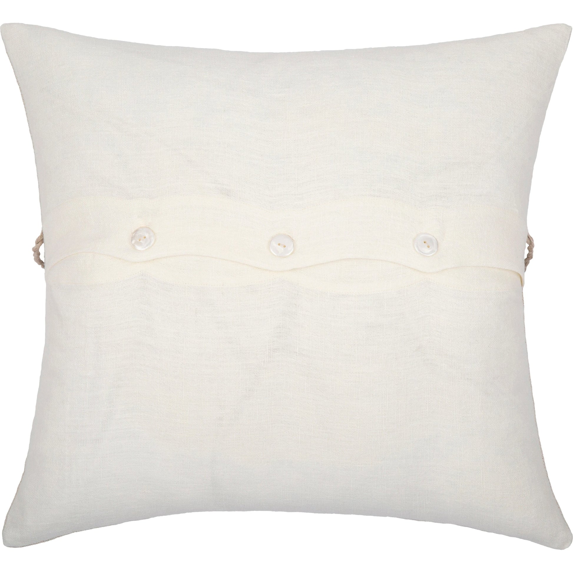 Linen Stripe Embellished Pillow - 13701 by Surya in light beige, black, oatmeal. Made from 100% linen in a eclectic & global style.