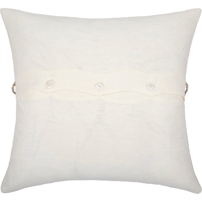 Linen Stripe Embellished Pillow - 13701 by Surya in light beige, black, oatmeal. Made from 100% linen in a eclectic & global style.