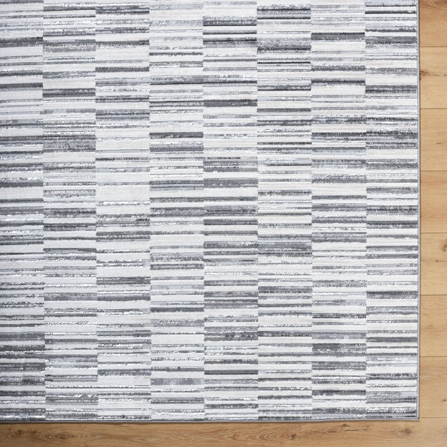 006 SI-2349409,SI-2349410 | Closeup | Lustro LSR-2331 Rug by Livabliss in ivory, light beige, gray, charcoal, black. Made from polypropylene, polyester in a unique style.