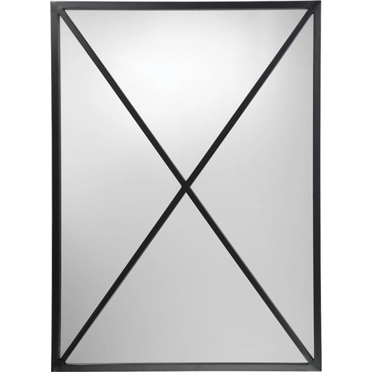 Xander Mirror by The Livingston Collection in black with plain mirror. Made from metal in a rustic style.