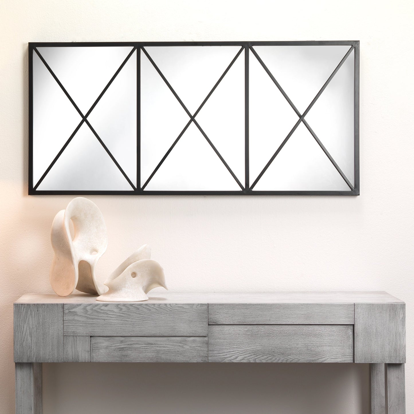 004 SR-819749 | Lifestyle | Xyla Mirror by Lifestyle by JY in black with plain mirror. Made from metal in a rustic style.