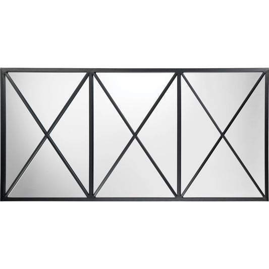 Xyla Mirror by The Livingston Collection in black with plain mirror. Made from metal in a rustic style.