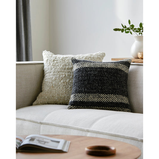 Lesley Pillow - 486120 by Surya in charcoal, ivory, slate. Made from wool, cotton in a modern style.
