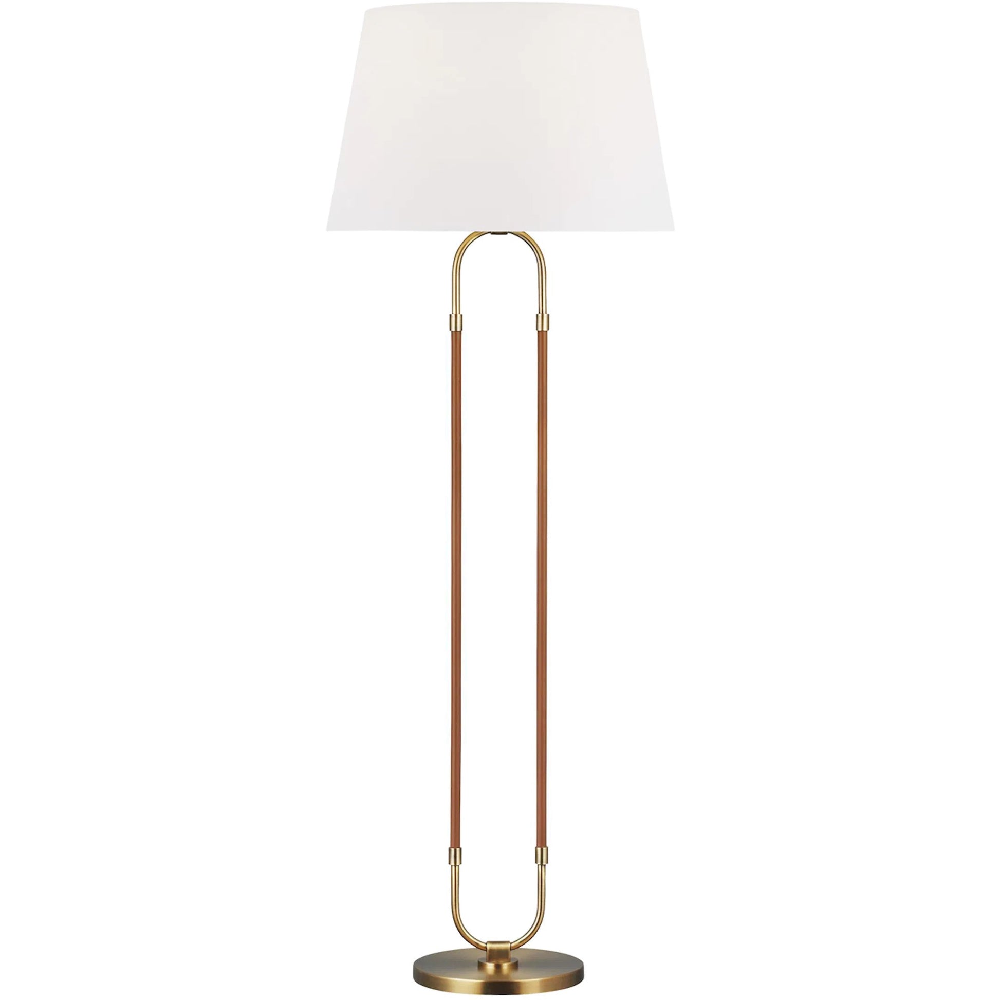 Katie Floor Lamp by Visual Comfort & Co. in time worn brass. Made from steel in a unique style.