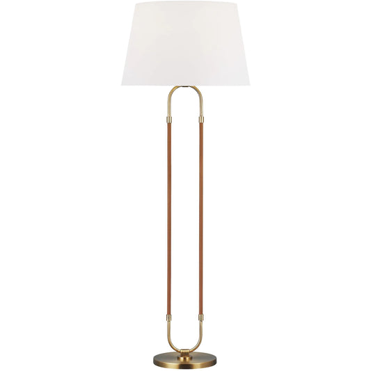 Katie Floor Lamp by Visual Comfort & Co. in time worn brass. Made from steel in a unique style.