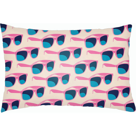 Litchfield Pillow - 9433 by Livabliss in ivory, pink, lavender, navy, blue. Made from front: 100% polyester, back: 100% polyester, fill: polyester, polyfill in a modern style.