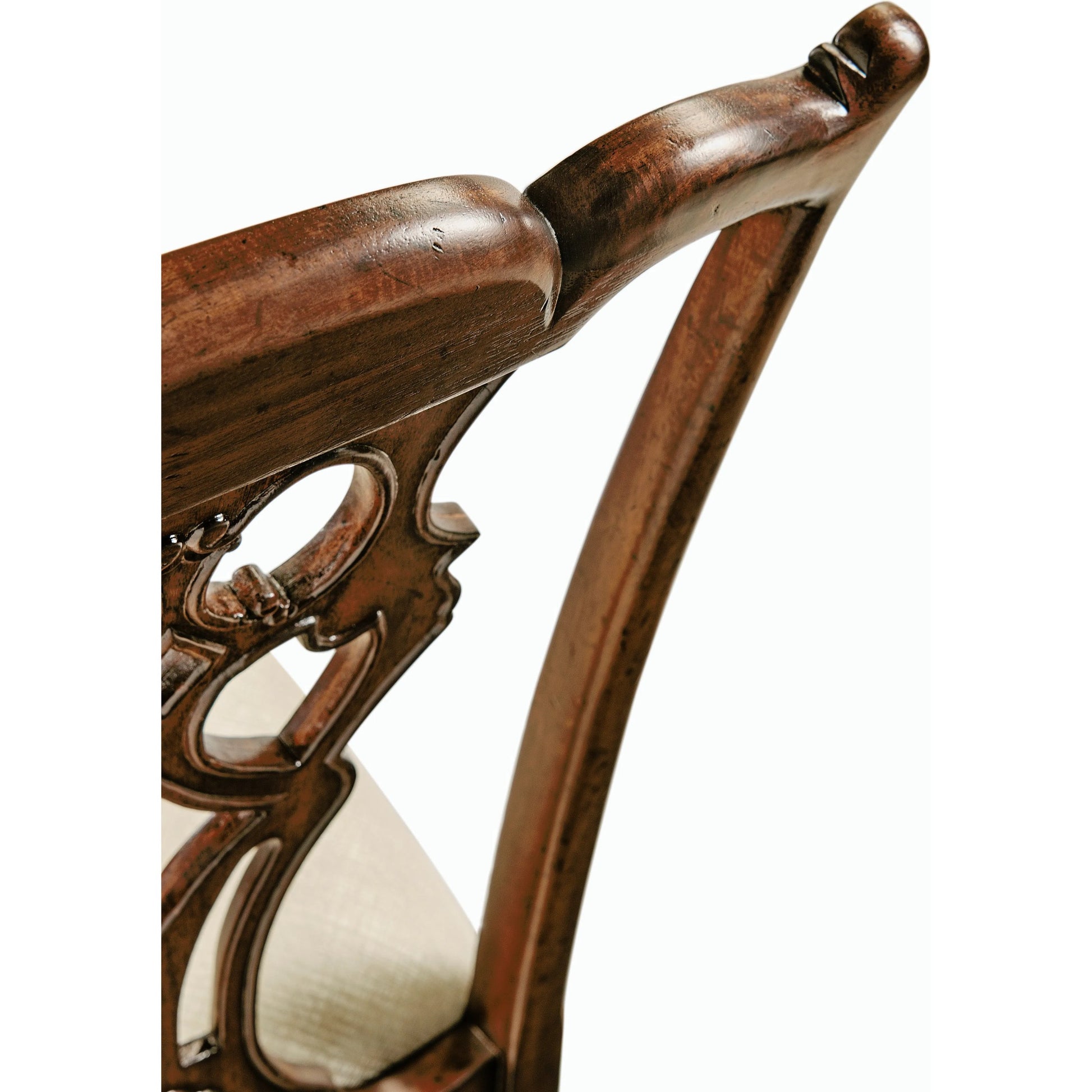 Buckingham Chippendale Mahogany Side Chair by Jonathan Charles in medium antique mahogany. Made from acacia in a traditional style.