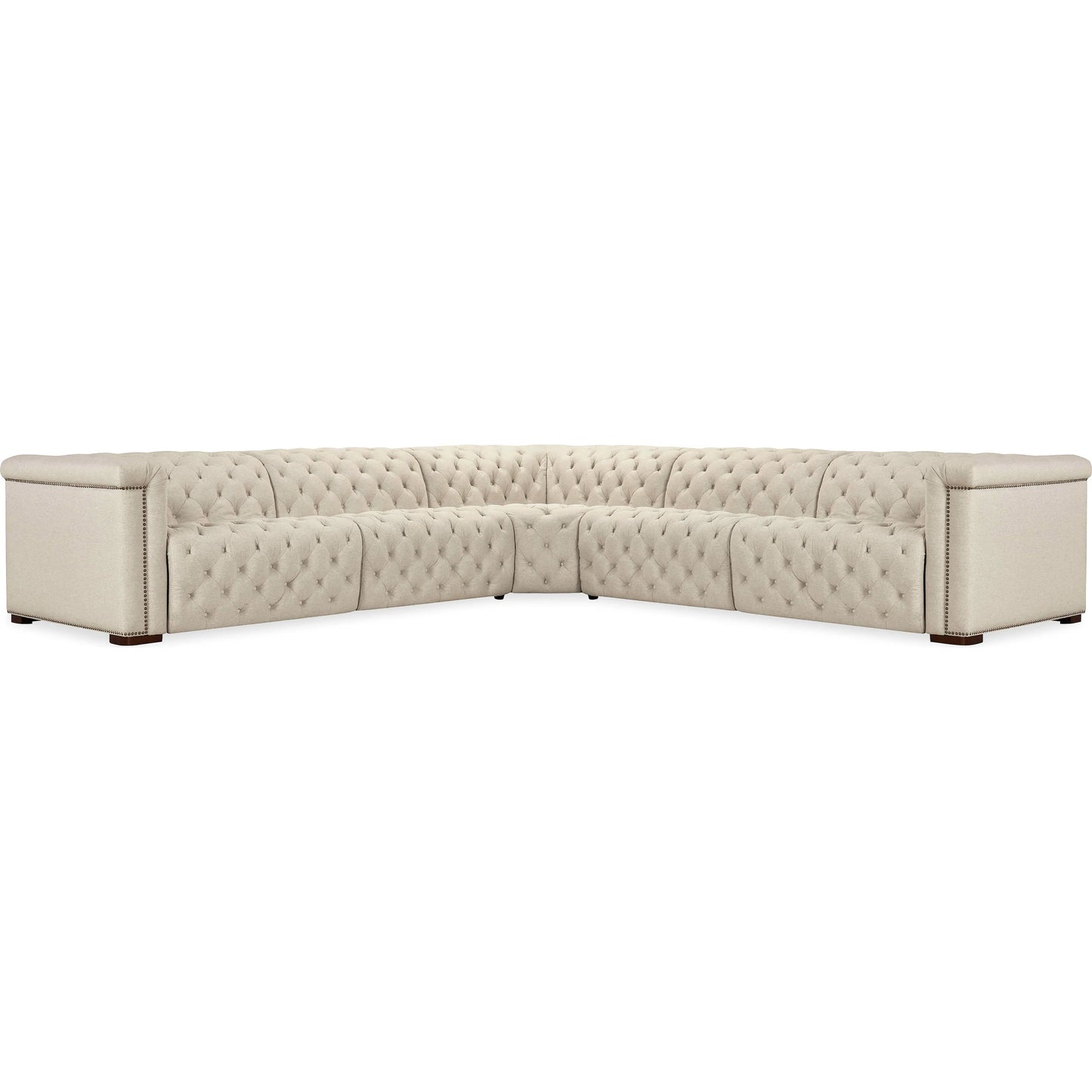 002 SI-2354046 | Primary Silo | Savion Deux 5 Seat Sectional with Four Power Recliners and Six Power Headrests by Hooker Furniture in dark wood. Made from unique in a traditional style.