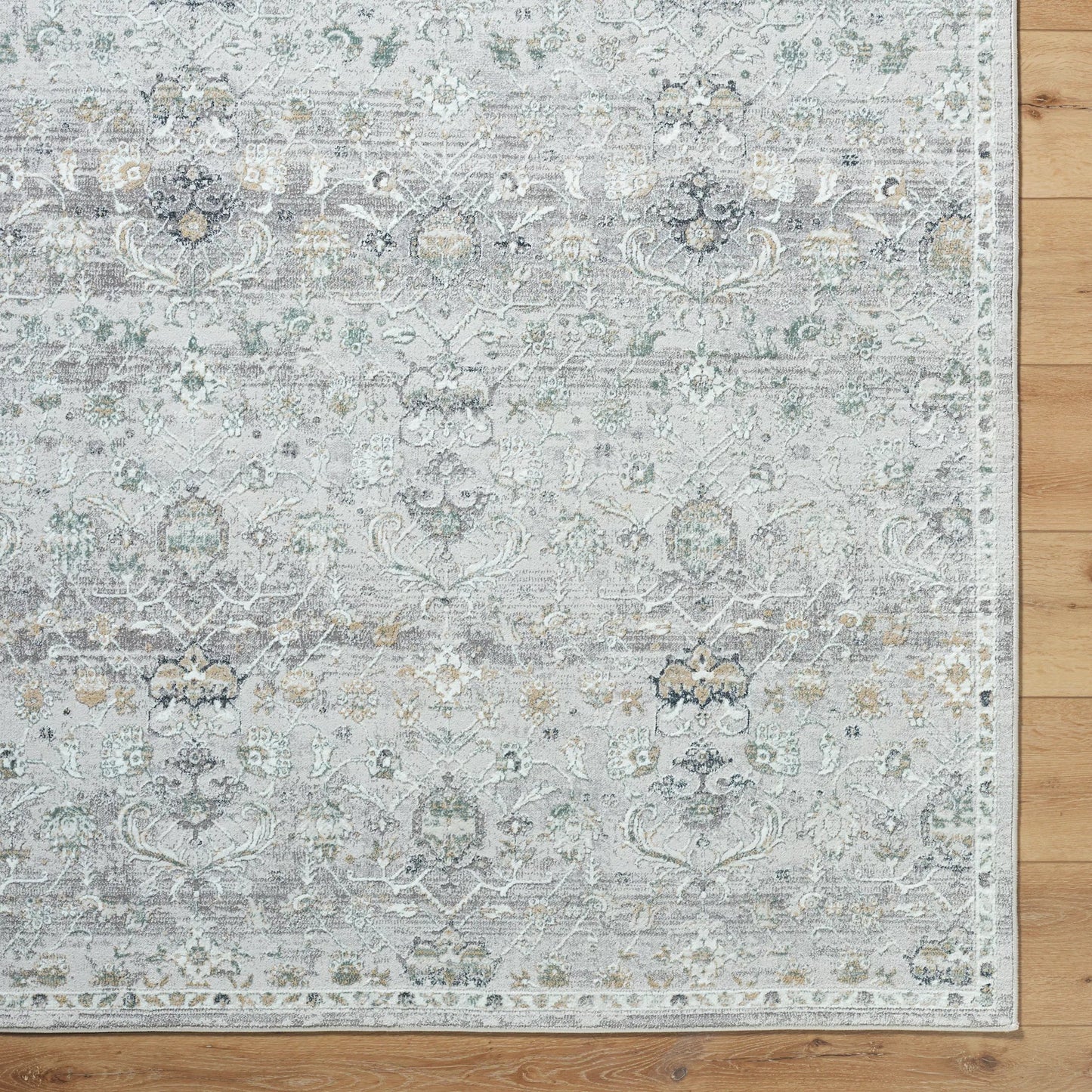 005 SI-2245991,SI-2245992,SI-2245993 | Closeup | Lorenz LTZ-2301 Rug by Livabliss in light sage, light gray, gray, ivory, sage. Made from polypropylene, polyester in a unique style.