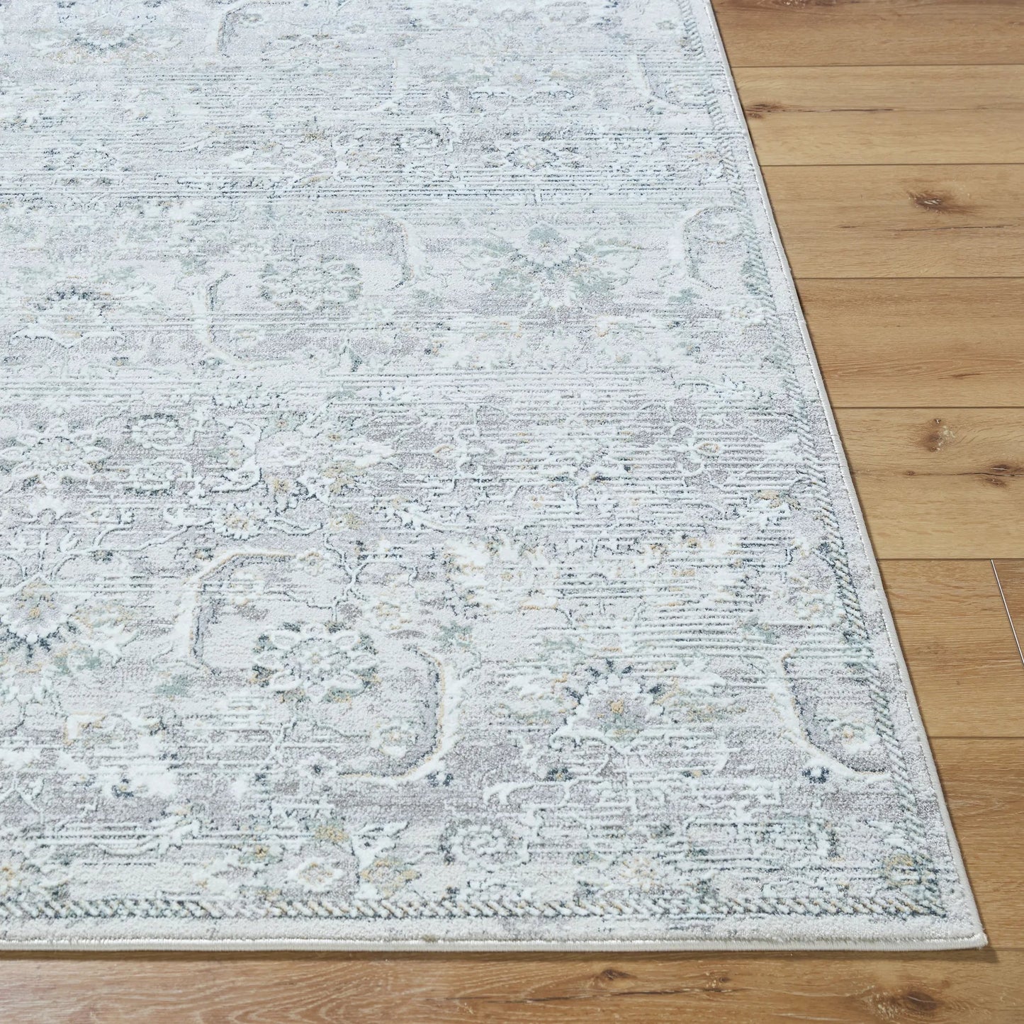 003 SI-2245994,SI-2245995,SI-2245996 | Closeup | Lorenz 557261 Rug by Livabliss in light sage, ivory, light gray, gray, sage. Made from polypropylene, polyester in a unique style.