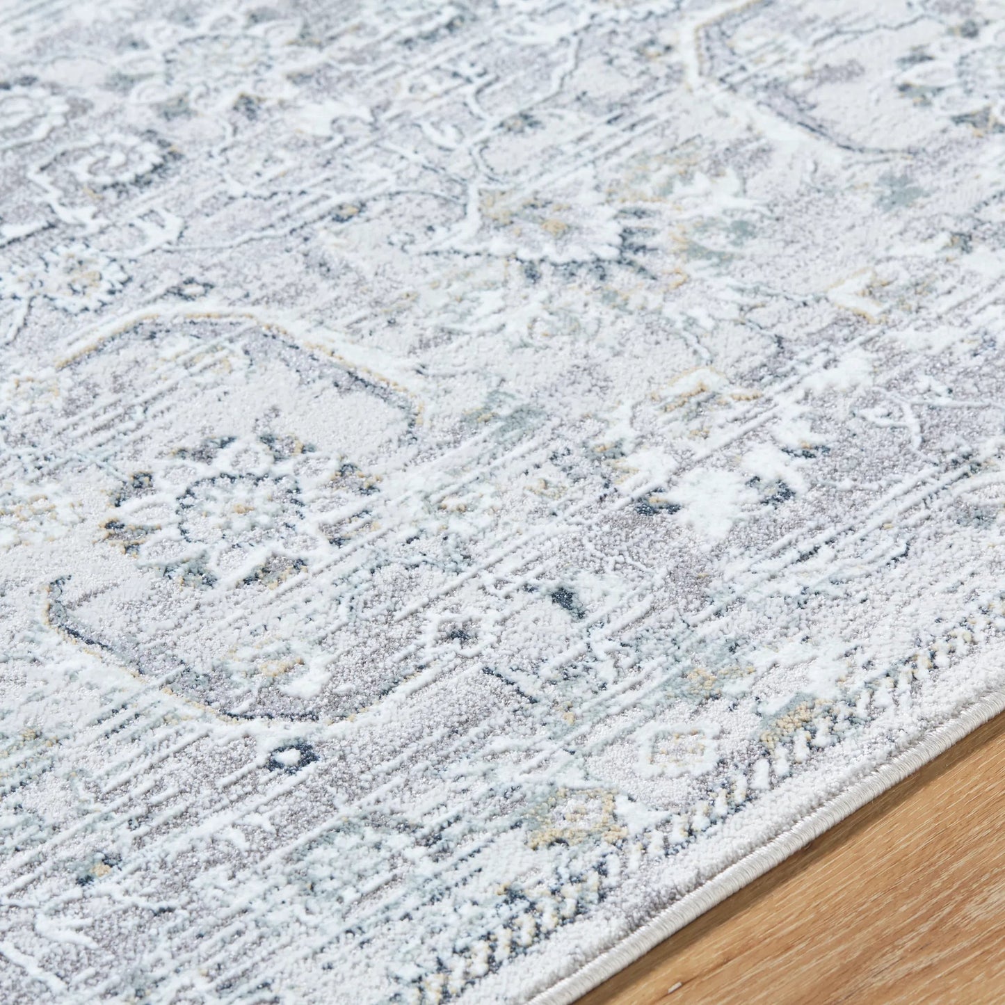 005 SI-2245994,SI-2245995,SI-2245996 | Closeup | Lorenz 557261 Rug by Livabliss in light sage, ivory, light gray, gray, sage. Made from polypropylene, polyester in a unique style.