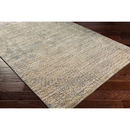 Lucknow Rug - 24186 by Surya in black, gray, mustard, beige. Made from 75% viscose, 25% wool in a unique style.