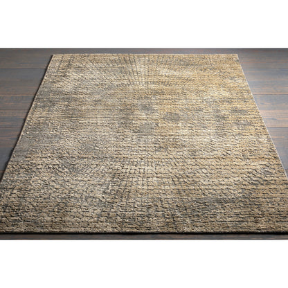 Lucknow Rug - 24186 by Surya in black, gray, mustard, beige. Made from 75% viscose, 25% wool in a unique style.