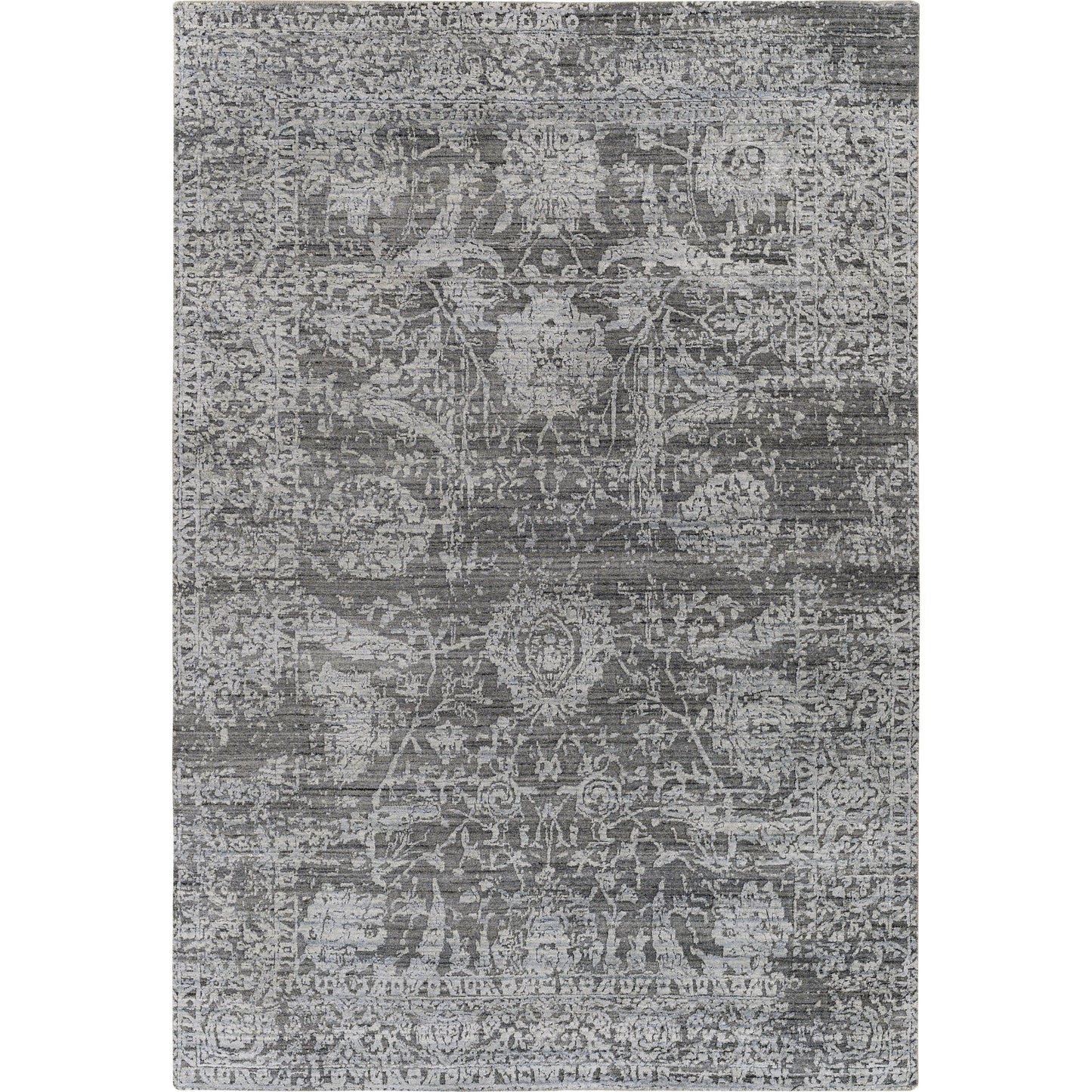 002 SR-880498,SR-880500,SR-880502 | Primary Silo | Lucknow Rug - 25225 by Surya in charcoal, light slate, black. Made from 75% viscose, 25% wool in a unique style.