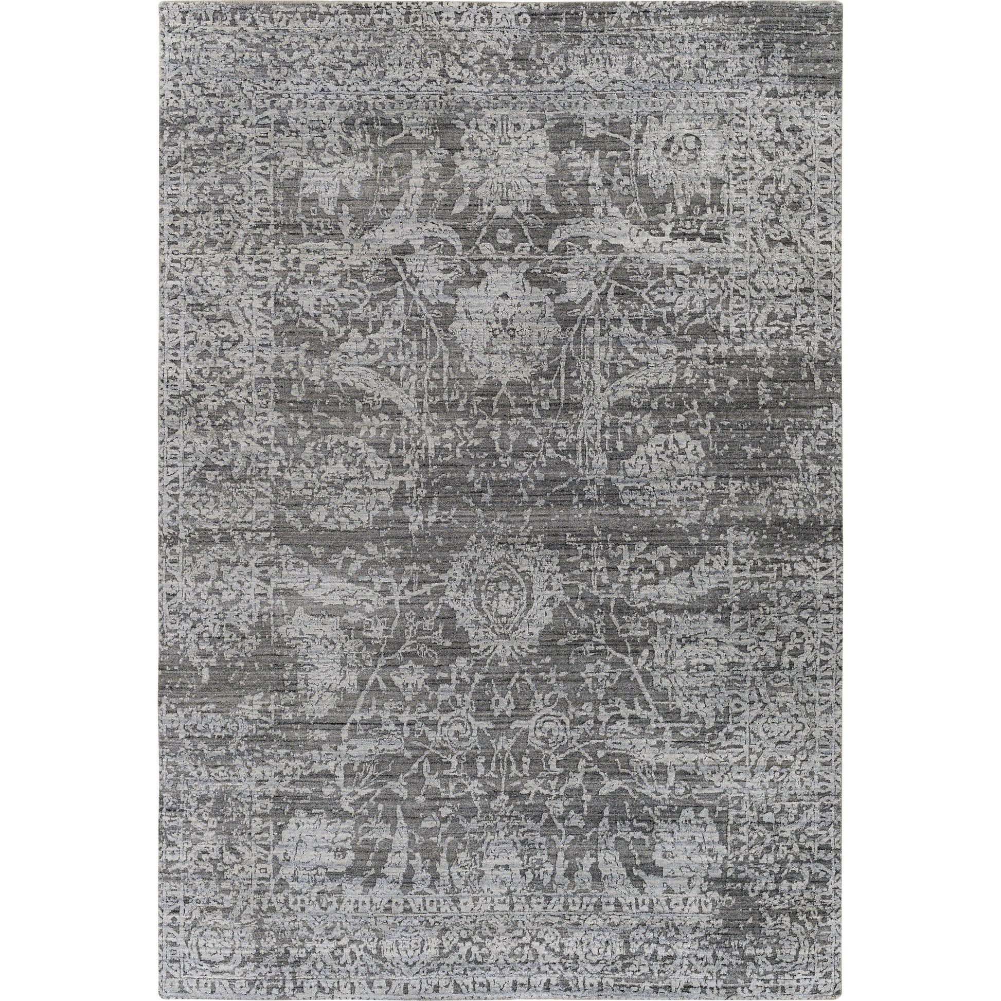 Lucknow Rug - 25225 by Surya in charcoal, light slate, black. Made from 75% viscose, 25% wool in a unique style.