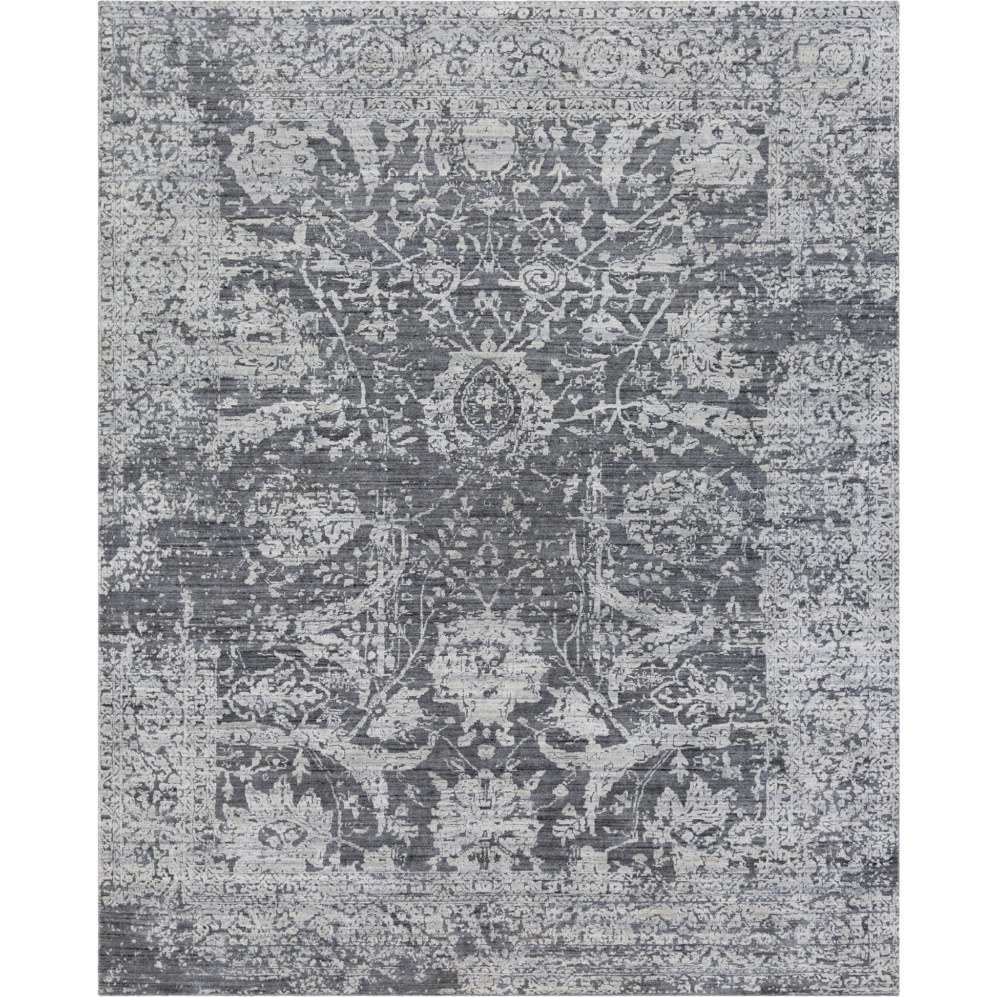 Lucknow Rug - 25225 by Surya in charcoal, light slate, black. Made from 75% viscose, 25% wool in a unique style.