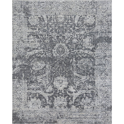 Lucknow Rug - 25225 by Surya in charcoal, light slate, black. Made from 75% viscose, 25% wool in a unique style.