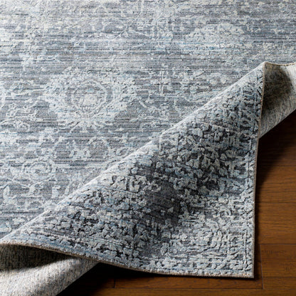 Lucknow Rug - 25225 by Surya in charcoal, light slate, black. Made from 75% viscose, 25% wool in a unique style.