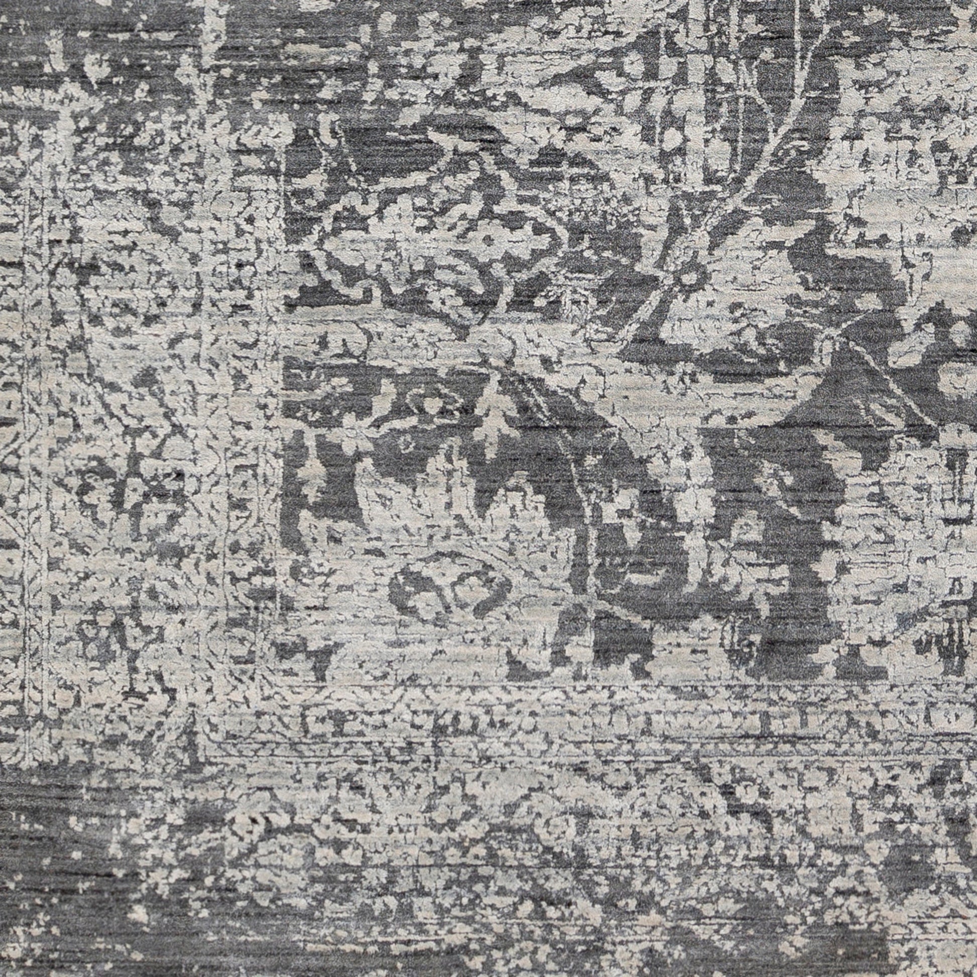 Lucknow Rug - 25225 by Surya in charcoal, light slate, black. Made from 75% viscose, 25% wool in a unique style.