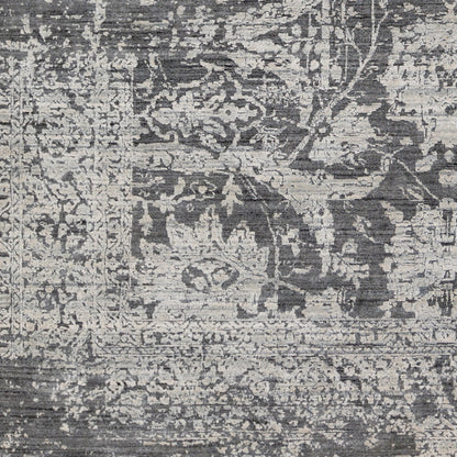 Lucknow Rug - 25225 by Surya in charcoal, light slate, black. Made from 75% viscose, 25% wool in a unique style.