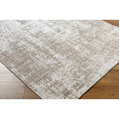 Lucknow Rug - 27059 by Surya in medium gray, oatmeal, taupe, charcoal. Made from face: 75% viscose, 25% wool, warp: 100% cotton in a unique style.