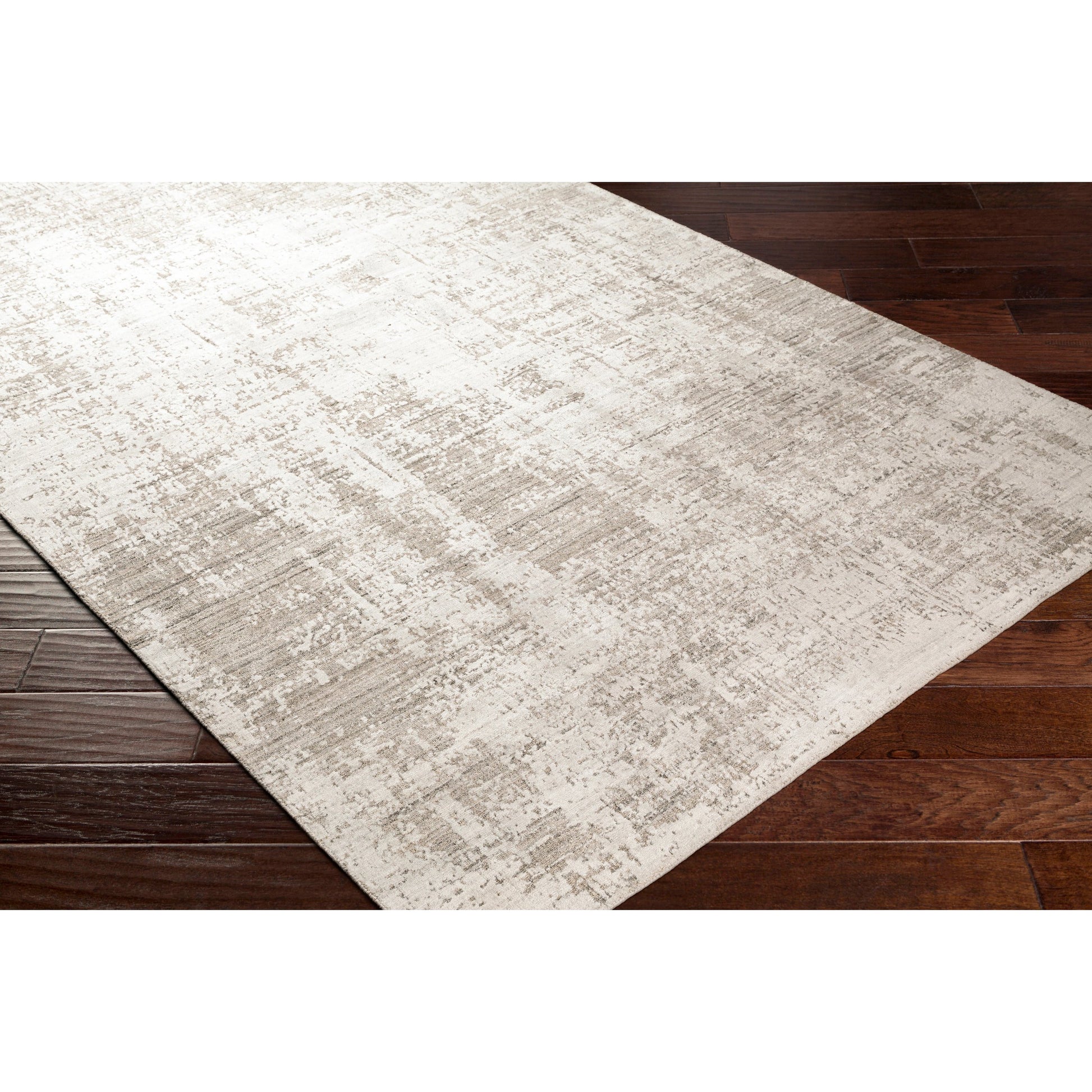 Lucknow Rug - 27059 by Surya in medium gray, oatmeal, taupe, charcoal. Made from face: 75% viscose, 25% wool, warp: 100% cotton in a unique style.