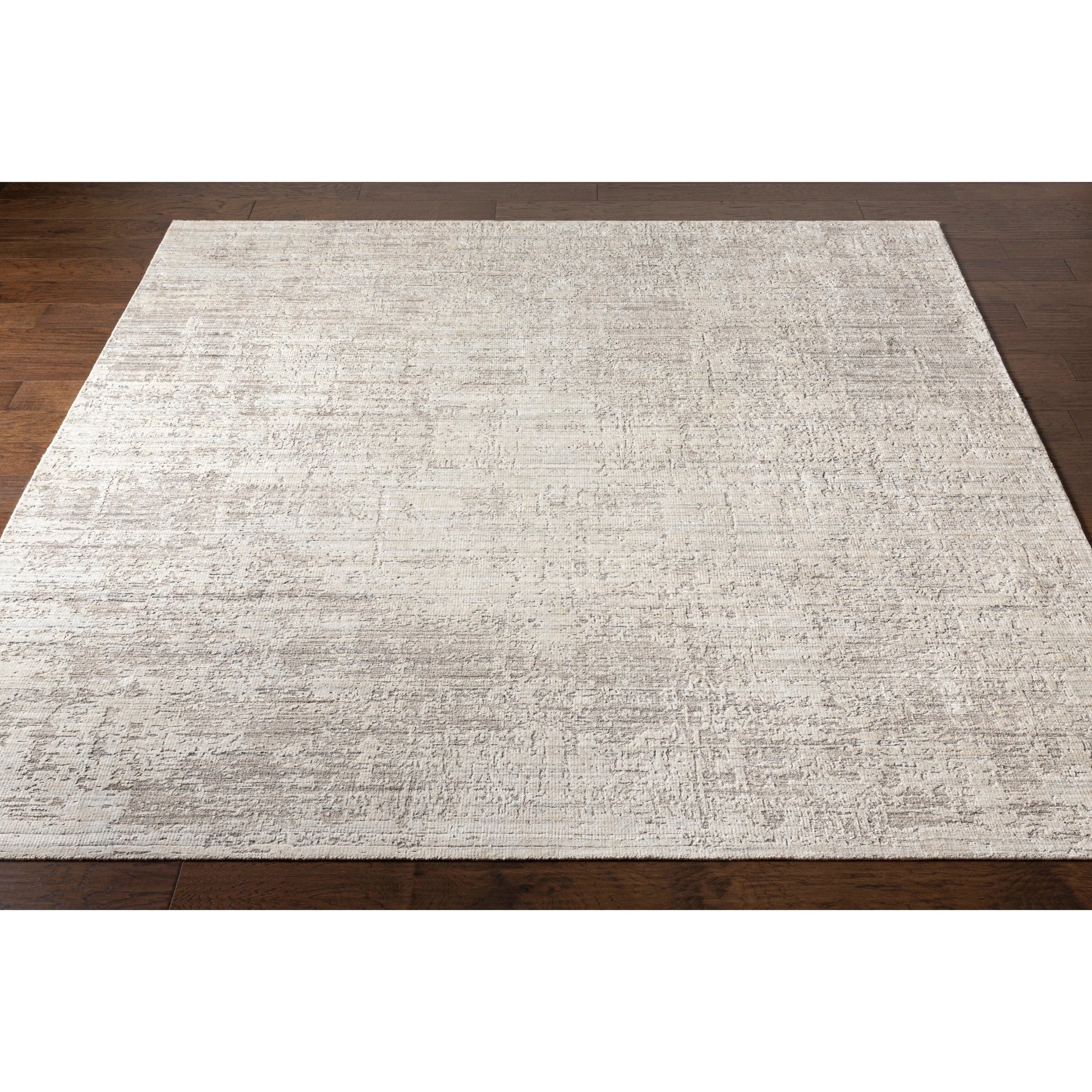 Lucknow Rug - 27059 by Surya in medium gray, oatmeal, taupe, charcoal. Made from face: 75% viscose, 25% wool, warp: 100% cotton in a unique style.