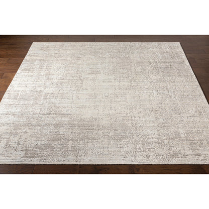 Lucknow Rug - 27059 by Surya in medium gray, oatmeal, taupe, charcoal. Made from face: 75% viscose, 25% wool, warp: 100% cotton in a unique style.