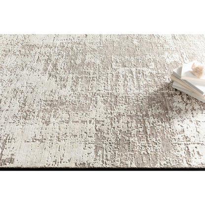 Lucknow Rug - 27059 by Surya in medium gray, oatmeal, taupe, charcoal. Made from face: 75% viscose, 25% wool, warp: 100% cotton in a unique style.