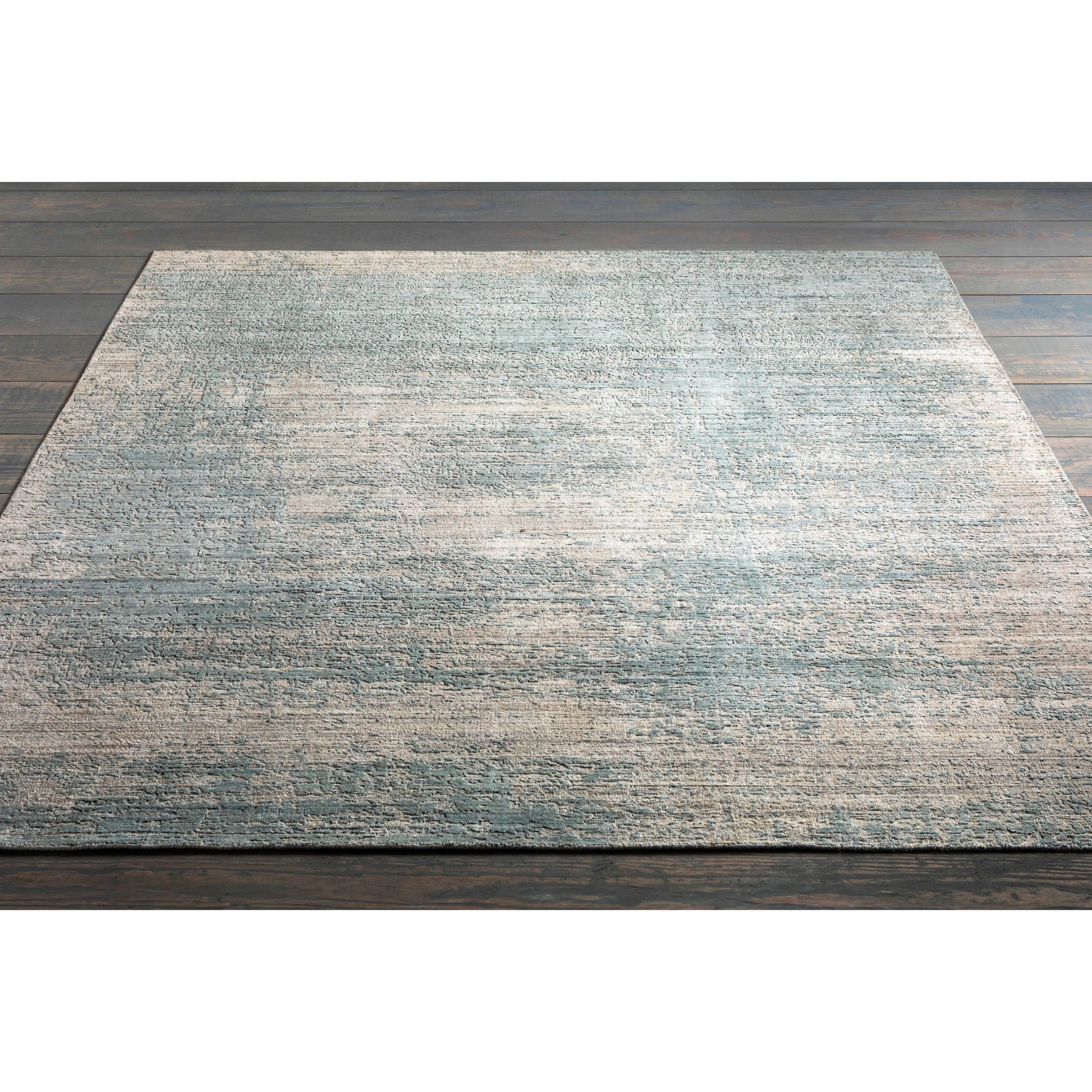Lucknow Rug - 26922 by Surya in medium gray, taupe, charcoal, slate, deep teal. Made from 75% viscose, 25% wool in a unique style.