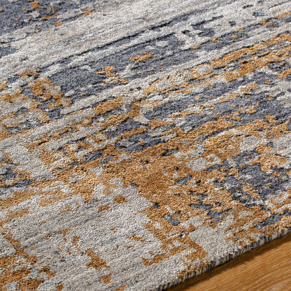 Lucknow Rug - 534690 by Surya in ochre, slate gray, ivory. Made from viscose, wool in a unique style.