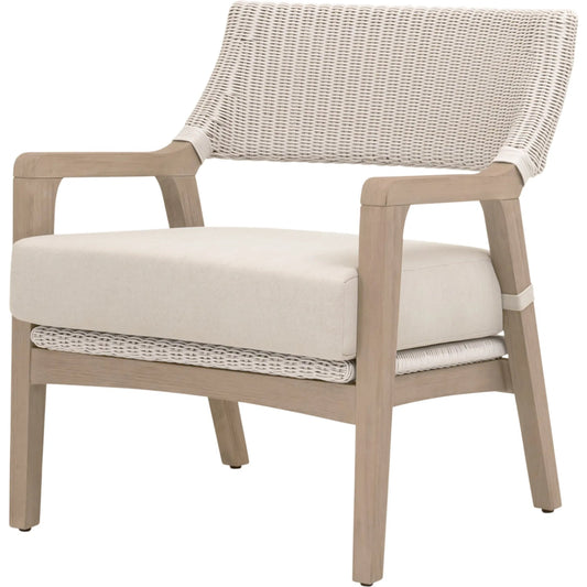 001 SI-2531740 | Primary Silo | Lucia Club Chair by Essentials For Living in pure white synthetic wicker, performance stone, washed ever teak. Made from solid teak wood, synthetic wicker, aluminum in a coastal style.