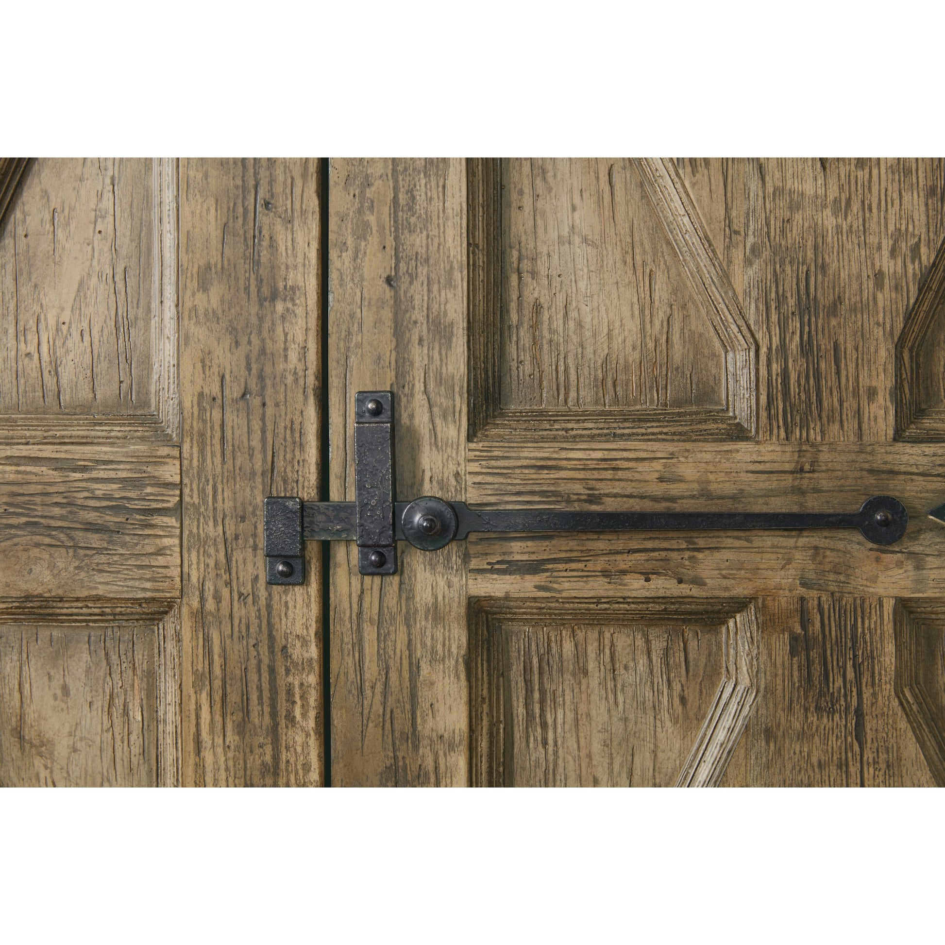 La Grange Mt. Maria Wardrobe by Hooker Furniture in barn wood. Made from pecky hickory veneer, mirror in a traditional style.