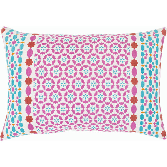 Lucent Pillow - 8651 by Surya in rust, teal, magenta, ivory, mint, yellow. Made from front: 100% cotton, back: 100% cotton in a modern style.