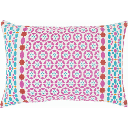 Lucent Pillow - 8651 by Surya in rust, teal, magenta, ivory, mint, yellow. Made from front: 100% cotton, back: 100% cotton in a modern style.