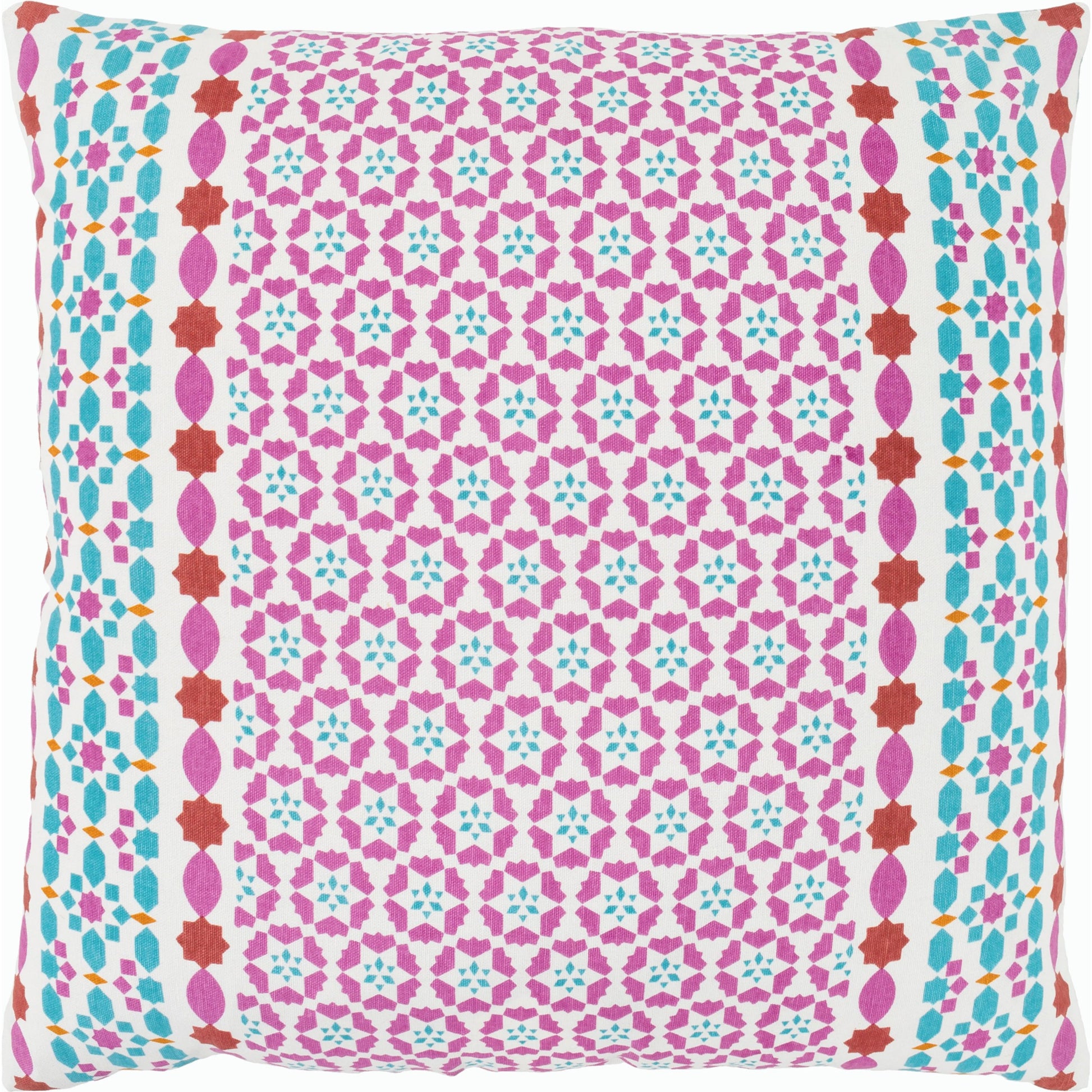 Lucent Pillow - 8651 by Surya in rust, teal, magenta, ivory, mint, yellow. Made from front: 100% cotton, back: 100% cotton in a modern style.